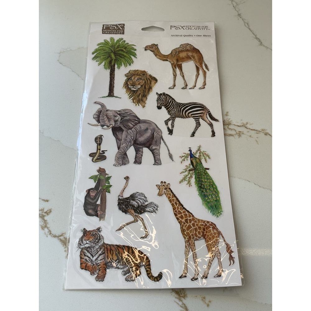 Vintage PSX Scrapbooking Stickers Zoo Animals‎ Wild Nature New Archival Sealed